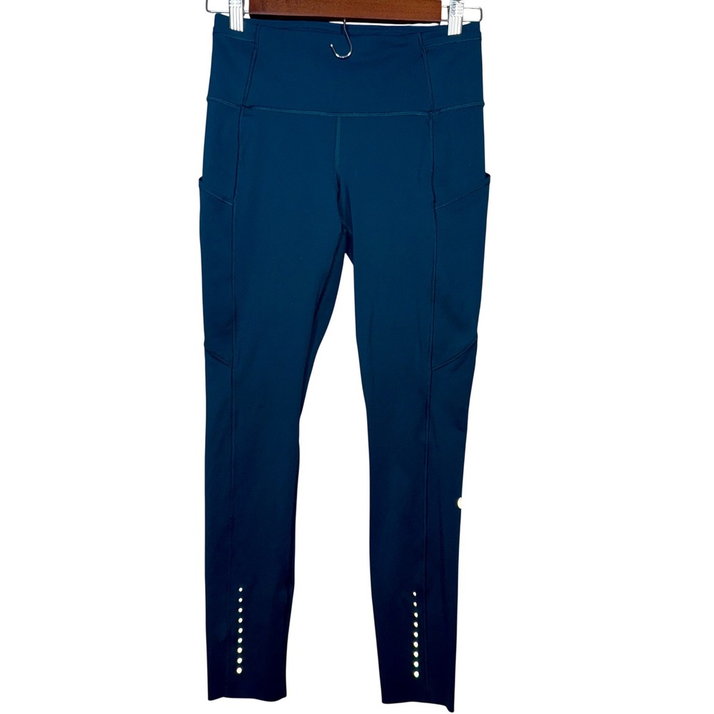 Lululemon Speed Up High Rise Tight Leggings Teal Blue Reflective Size 6